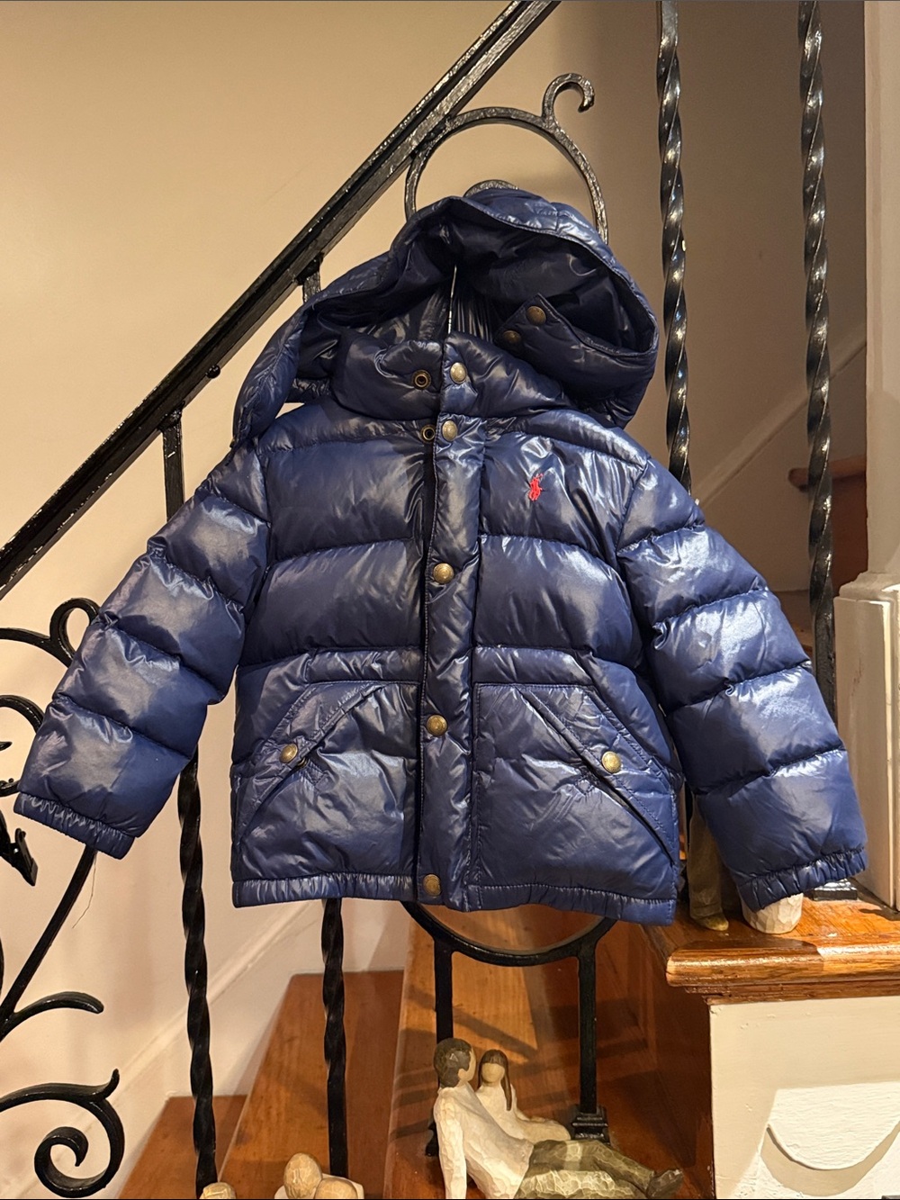 Polo by Ralph Lauren Shiny Navy Hooded Puffer Coat